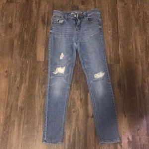Sequin ripped jeans stretch and skinny
